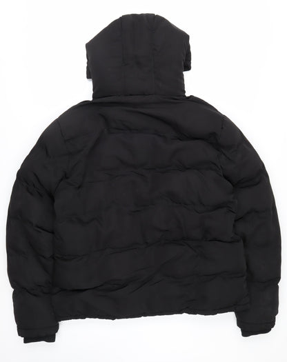 SoulCal & Co Men's Black Hooded Puffer Jacket L Winter Warm Casual