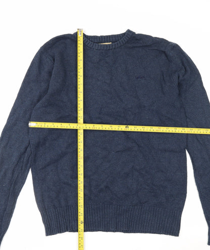 Lee Cooper Men's Blue Cotton Crew Neck Pullover Jumper Size L