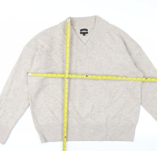 Mercer & Madison Men’s Beige Wool Blend V-Neck Jumper Size L