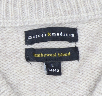 Mercer & Madison Men’s Beige Wool Blend V-Neck Jumper Size L