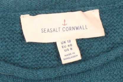Seasalt Cornwall Women Blue Wool Blend Crew Neck Jumper UK 12