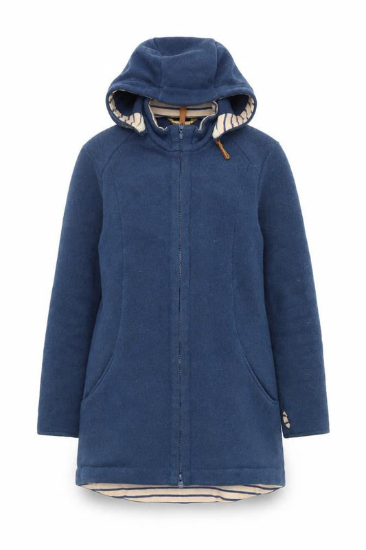 Finside Women Blue Hooded Parka Coat Size 12 Polyester Fleece