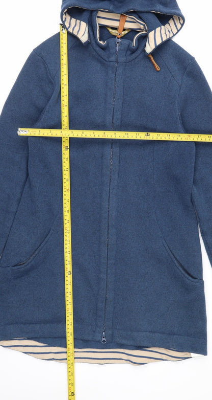 Finside Women Blue Hooded Parka Coat Size 12 Polyester Fleece