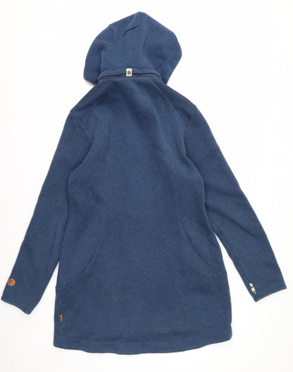 Finside Women Blue Hooded Parka Coat Size 12 Polyester Fleece