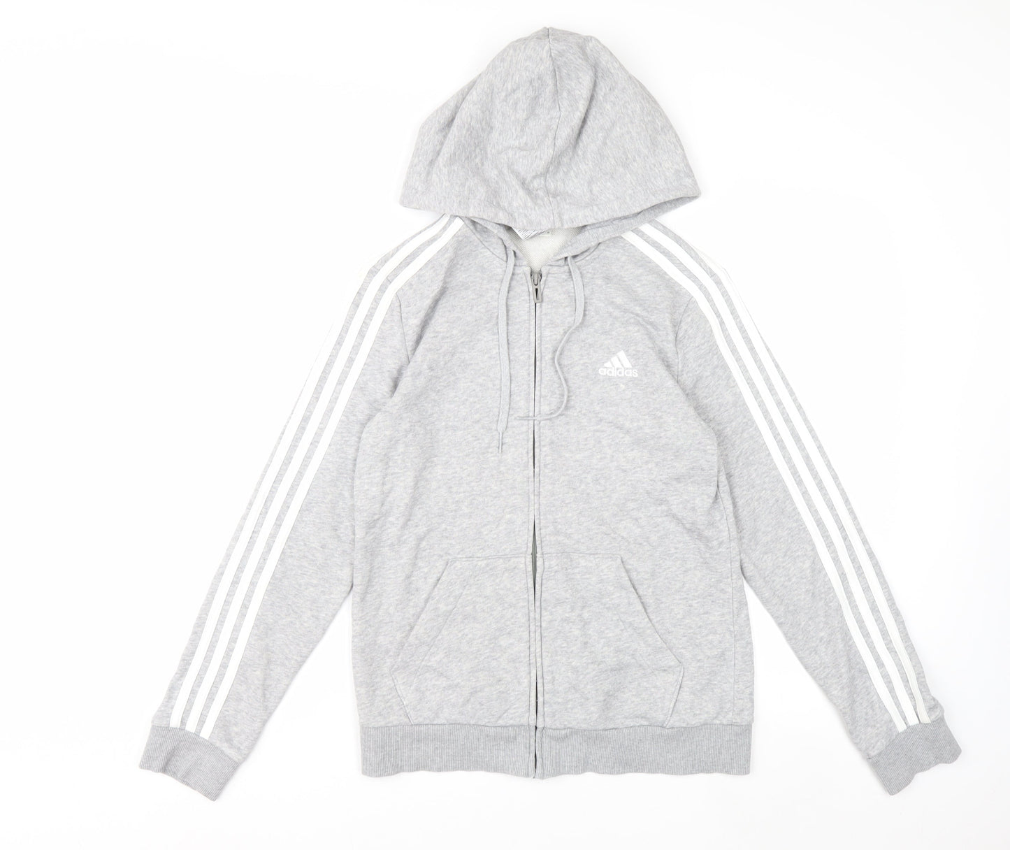 Adidas Women Grey Full Zip Hoodie Size S Soft Fleece Casual