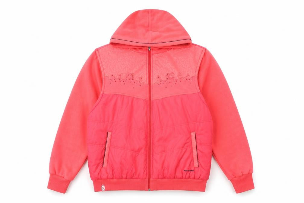 Billcee Women's Pink Hooded Bomber Jacket Size S Casual Full Zip
