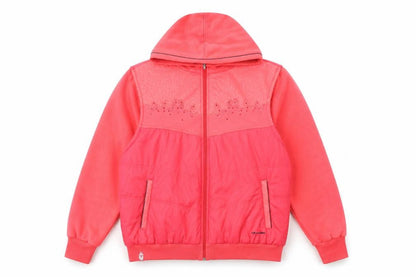 Billcee Women's Pink Hooded Bomber Jacket Size S Casual Full Zip