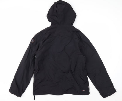 Napapijri Women's Black Size 16 Waterproof Anorak Hooded Jacket