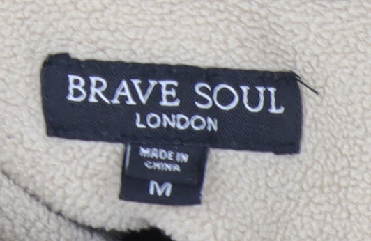 Brave Soul Women's Beige Fleece 1/4 Zip Pullover Sweatshirt M