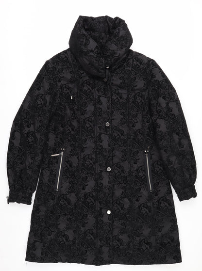 Klass Women’s Black Lace Long Puffer Coat Size M Winter Jacket