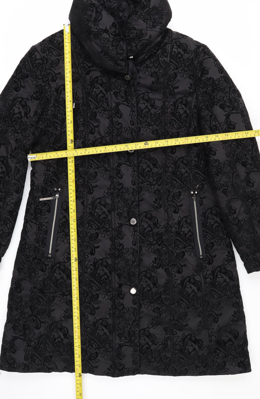 Klass Women’s Black Lace Long Puffer Coat Size M Winter Jacket