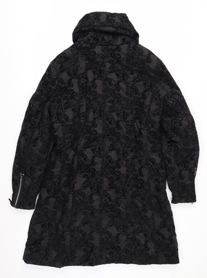 Klass Women’s Black Lace Long Puffer Coat Size M Winter Jacket