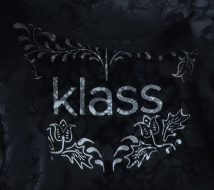 Klass Women’s Black Lace Long Puffer Coat Size M Winter Jacket