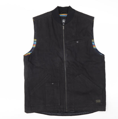 Volcom Men’s Black XL Lined Cotton Canvas Bodywarmer Waistcoat