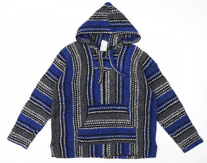 Orijinal Men’s Blue Striped Pullover Baja Hoodie M Relaxed Fit