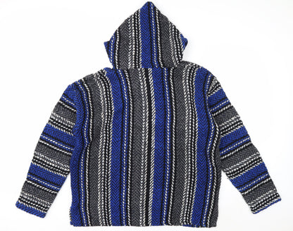 Orijinal Men’s Blue Striped Pullover Baja Hoodie M Relaxed Fit