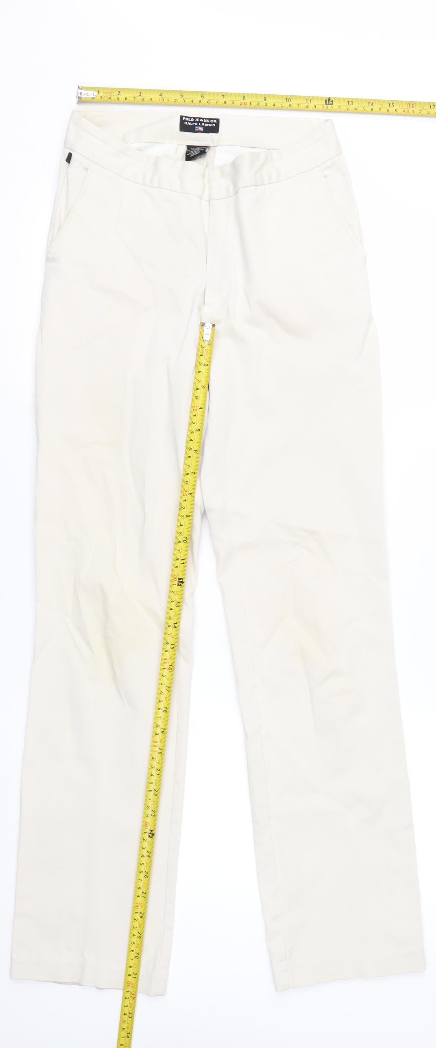 Ralph Lauren Women Beige Chino Trousers Size 4 Cotton Stretch