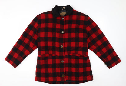 Woolrich Men’s Red Black Checked Wool Jacket Small Outdoor Workwear