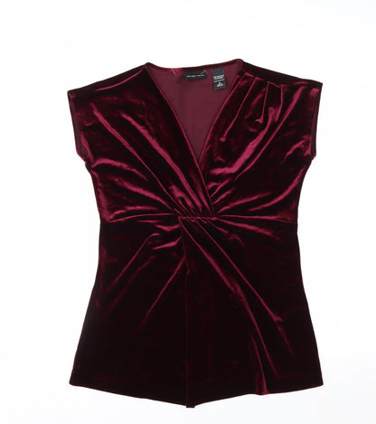 New York & Company Women's Red Velvet Wrap Blouse Size S