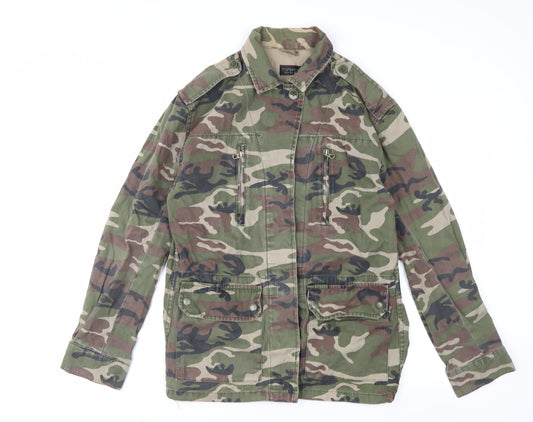 Topshop Women's Green Camouflage Military Jacket UK 8