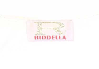Riddella Women’s Ivory Beaded V-Neck Stretch T-Shirt Size 16