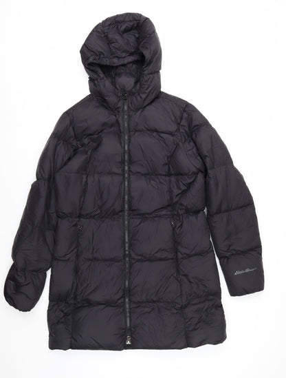 Eddie Bauer Women Black M Hooded Long Puffer Jacket Warm Winter Coat
