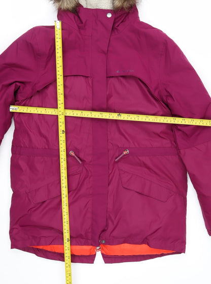 Decathlon Girls Pink Hooded Winter Parka Coat 14 Years Waterproof Lined