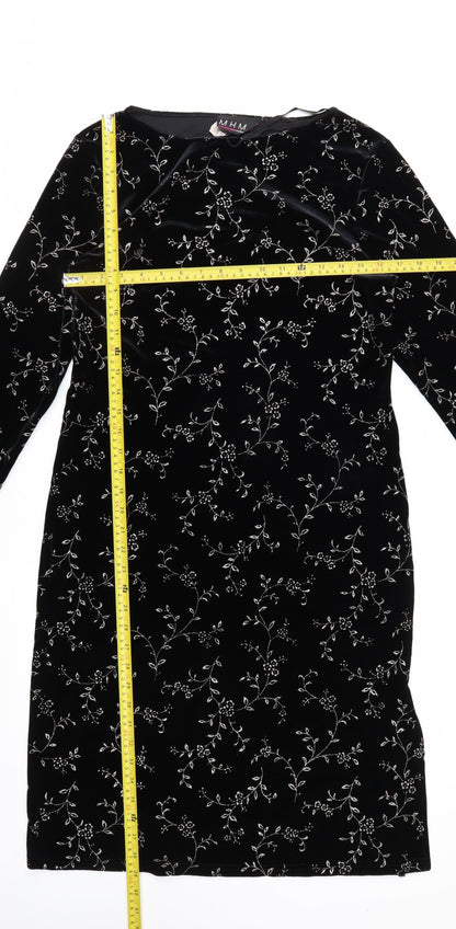 Melissa Harper Women's Black Floral Velvet Sheath Dress M