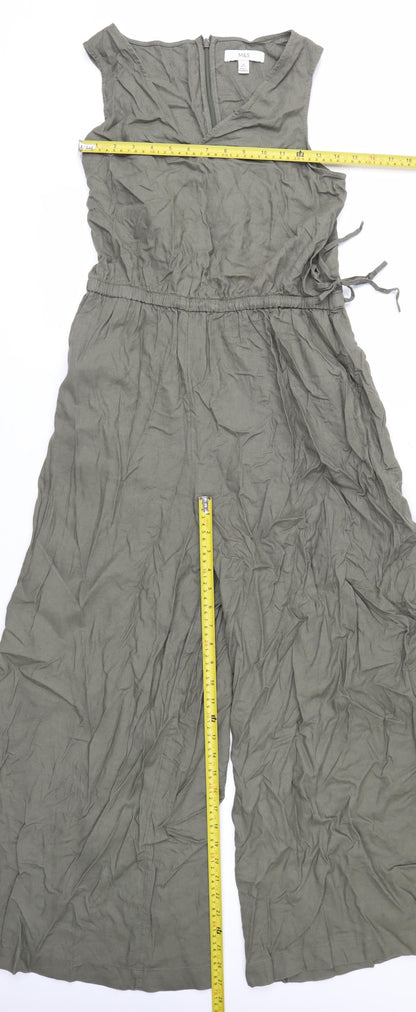 Marks and Spencer Women’s Green Linen Petite Wide-Leg Jumpsuit Size 10