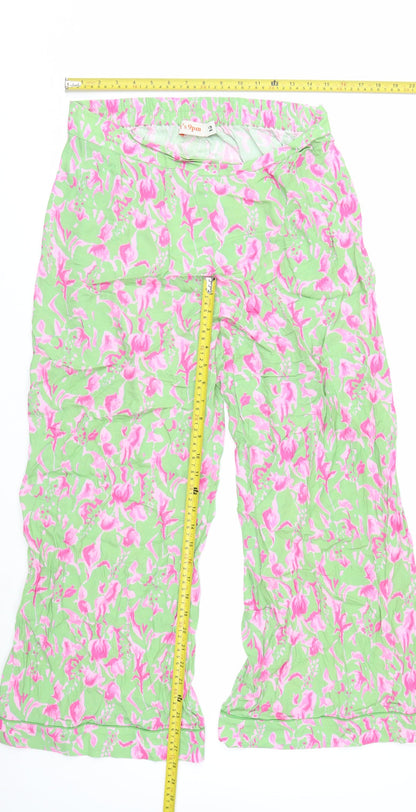 It's 9pm Women's Multicoloured Floral Cropped Cotton Trousers Size 10