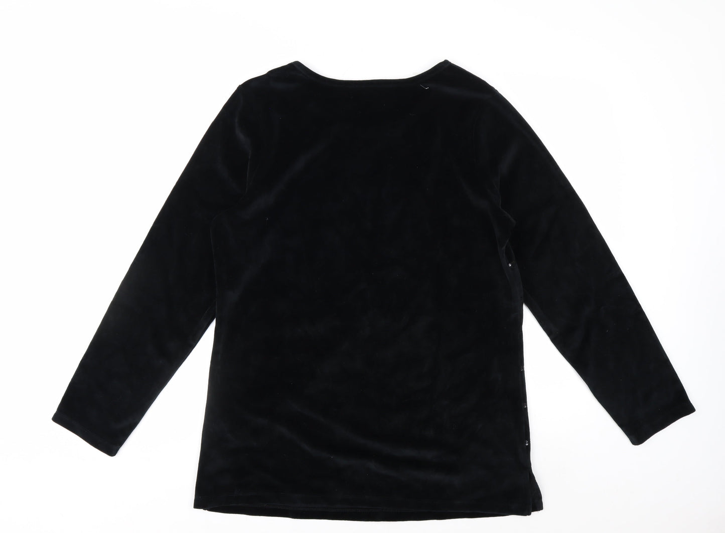 Quacker Factory Women's Black Sequin Velvet Long Sleeve Top Size M