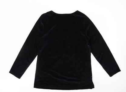 Quacker Factory Women's Black Sequin Velvet Long Sleeve Top Size M