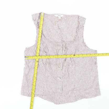 Marks and Spencer Womens Multicoloured Striped Sleeveless Linen Blend Blouse UK 14