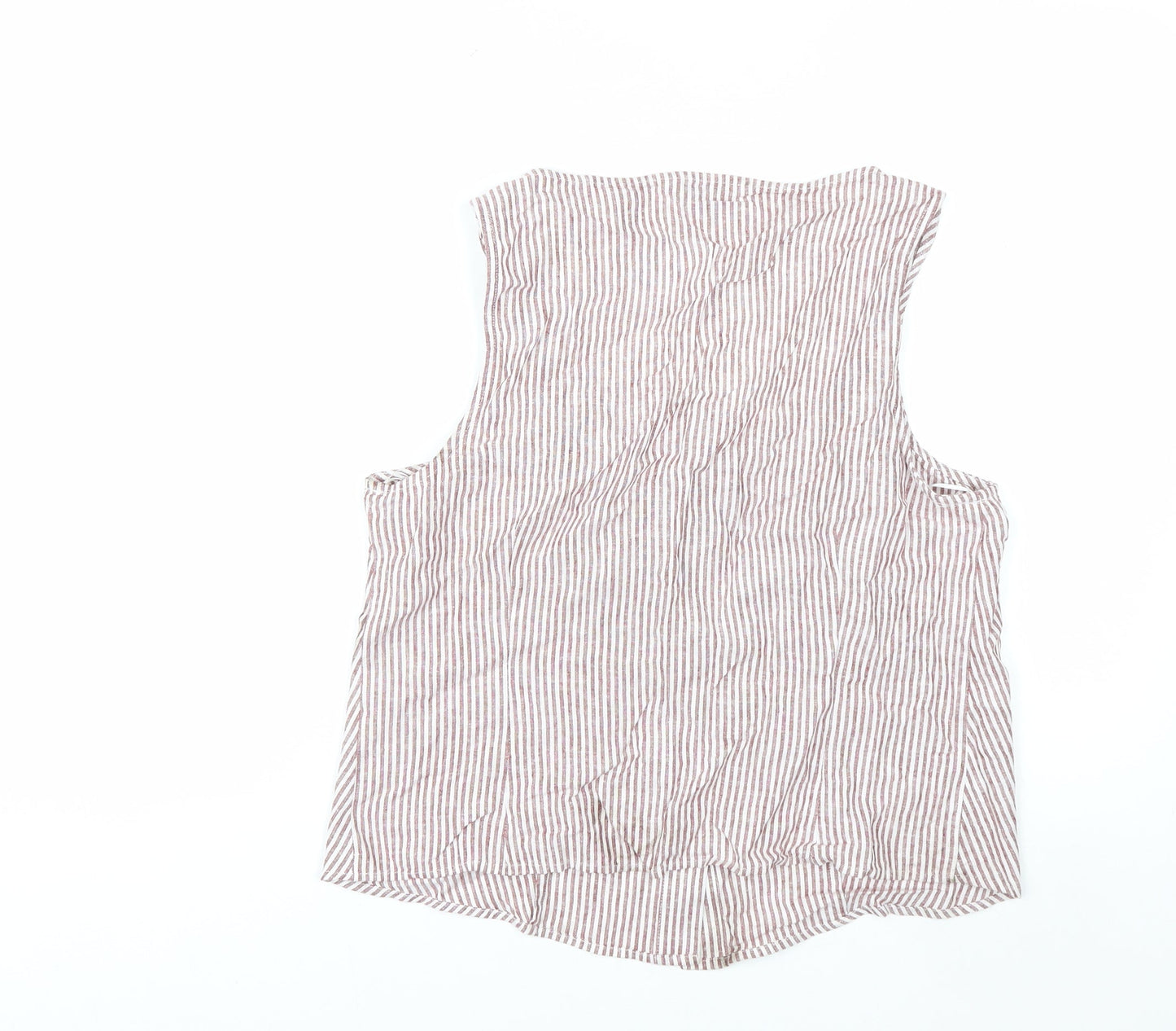 Marks and Spencer Womens Multicoloured Striped Sleeveless Linen Blend Blouse UK 14