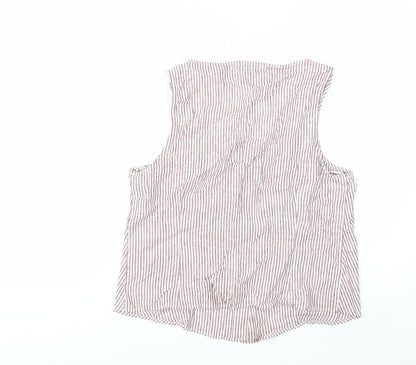 Marks and Spencer Womens Multicoloured Striped Sleeveless Linen Blend Blouse UK 14