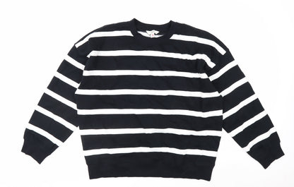 Marks and Spencer Women's Black White Striped Pullover Sweatshirt M