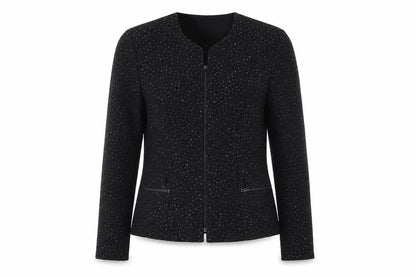 Jessica Howard Womens Black Textured Zip Blazer Size 12