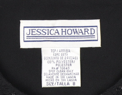 Jessica Howard Womens Black Textured Zip Blazer Size 12