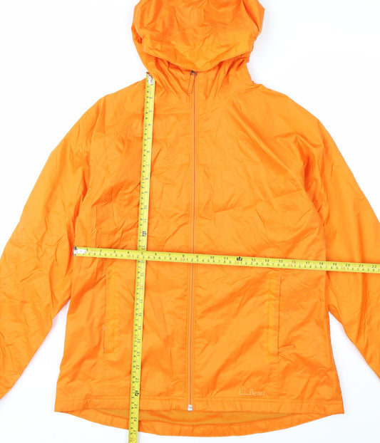 L.L.Bean Men's Orange Windbreaker Hooded Jacket Size S Water Resistant