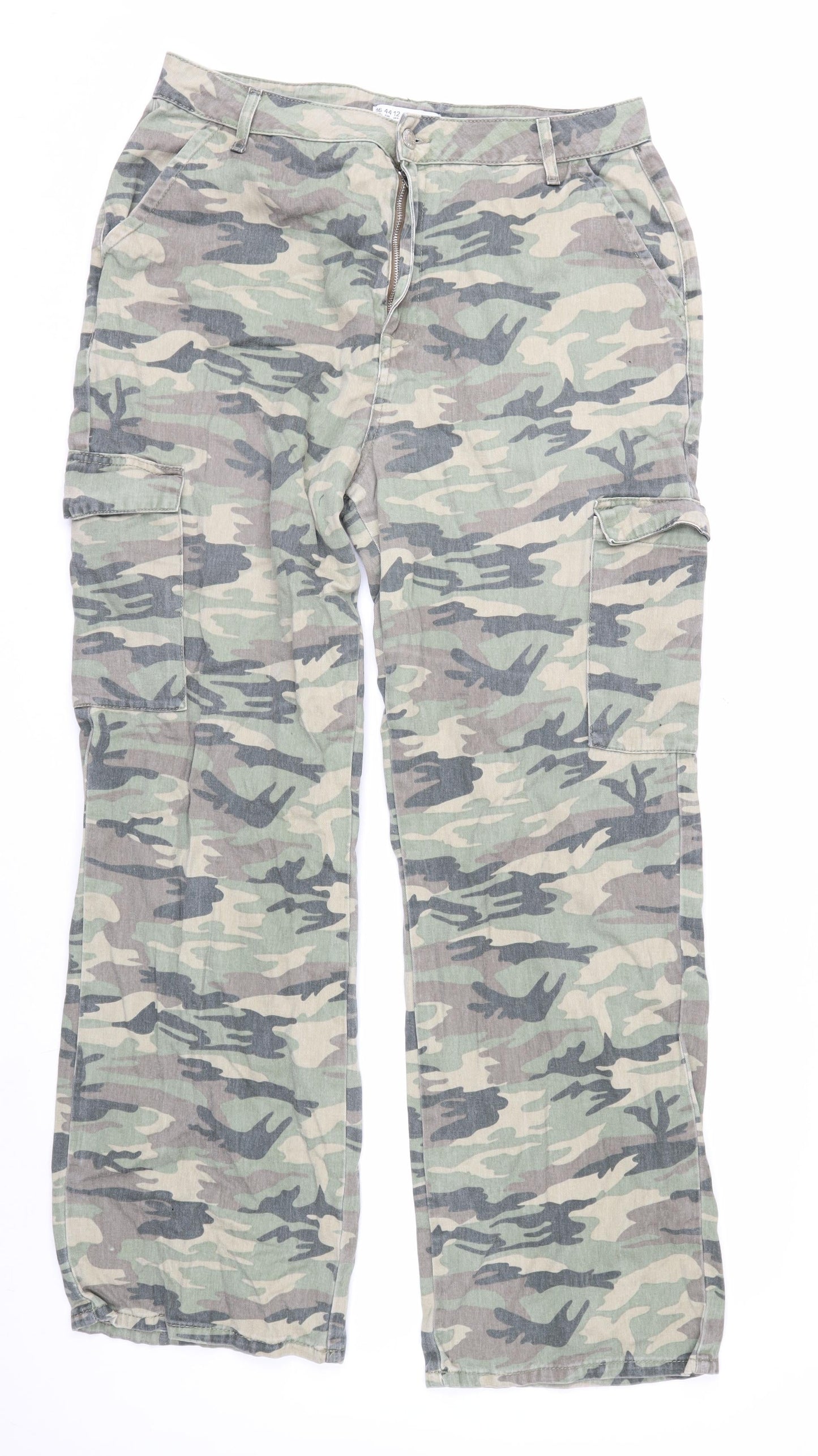 Denim Co. Women's Green Camouflage Cargo Jeans Size 16