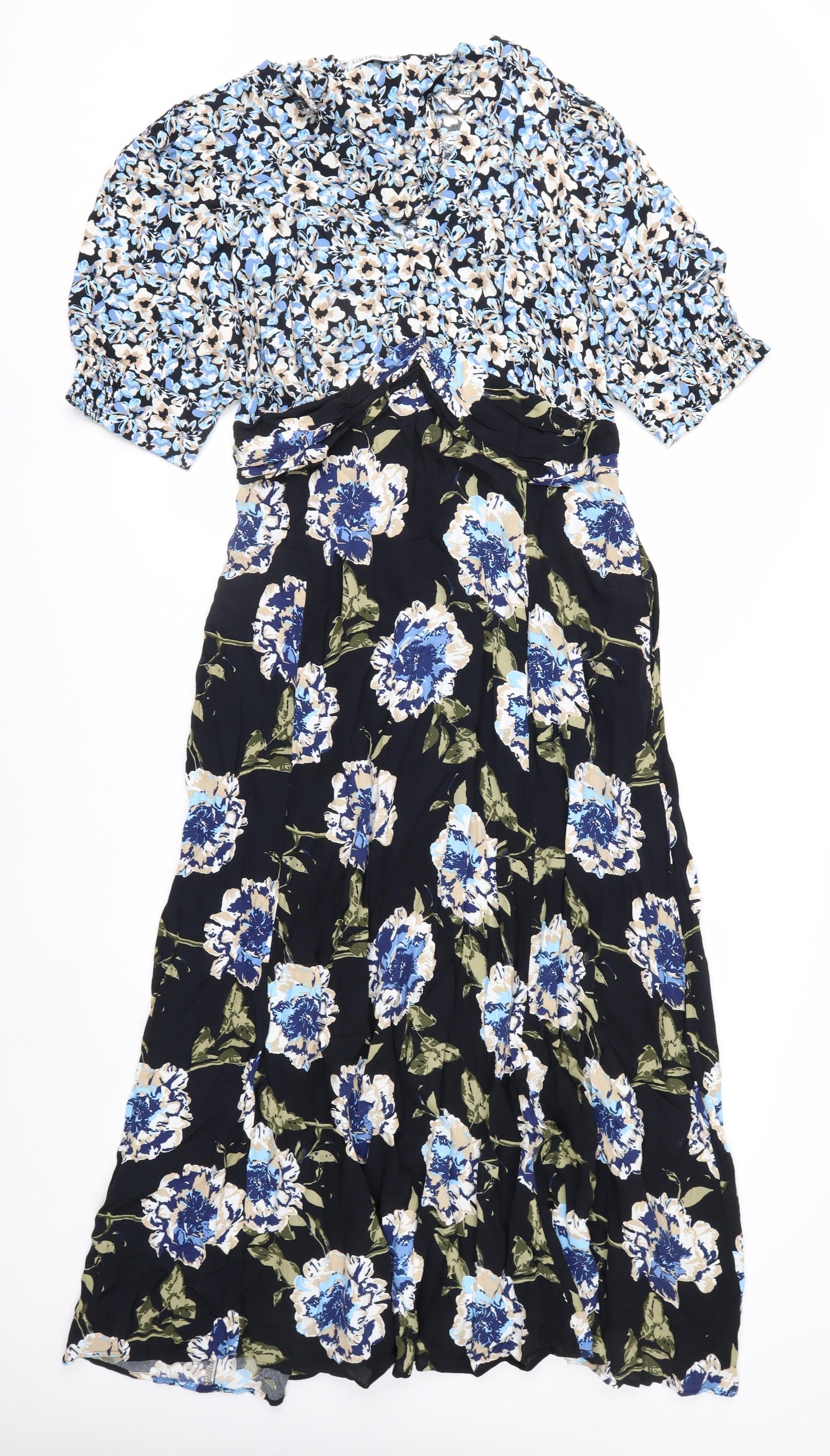 Gallery Women's Multicoloured Floral Midi A-Line Dress Size 14