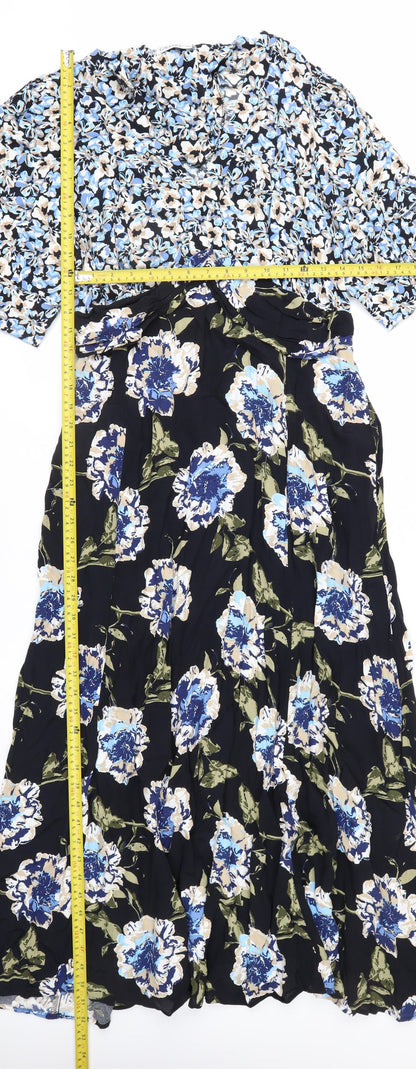 Gallery Women's Multicoloured Floral Midi A-Line Dress Size 14