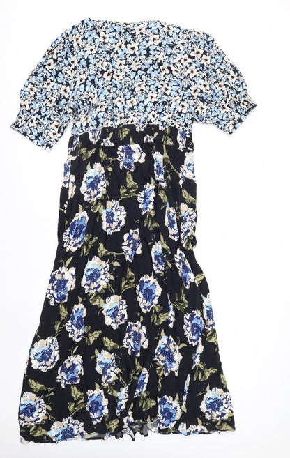 Gallery Women's Multicoloured Floral Midi A-Line Dress Size 14