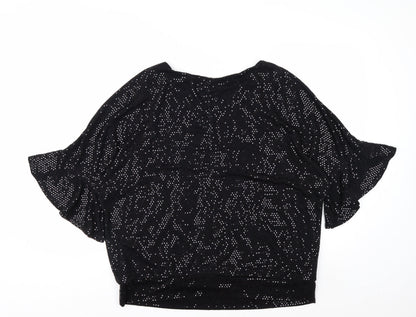 Wallis Womens Black Sequin Tunic Blouse Size L Party Top