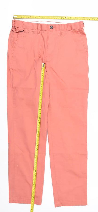 Marks and Spencer Men's Pink Chino Trousers 32W 31L Straight Fit