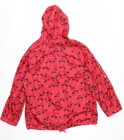 Next Women Red Flamingo Hooded Rain Coat Jacket M