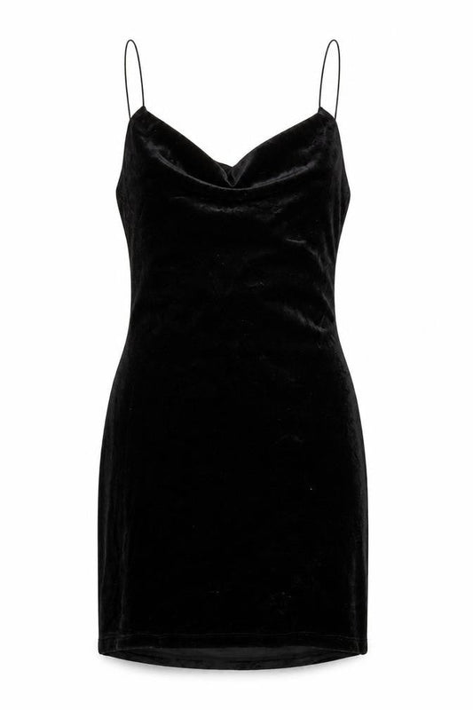 B.Darlin Women's Black Velvet Cowl Neck Slip Dress M