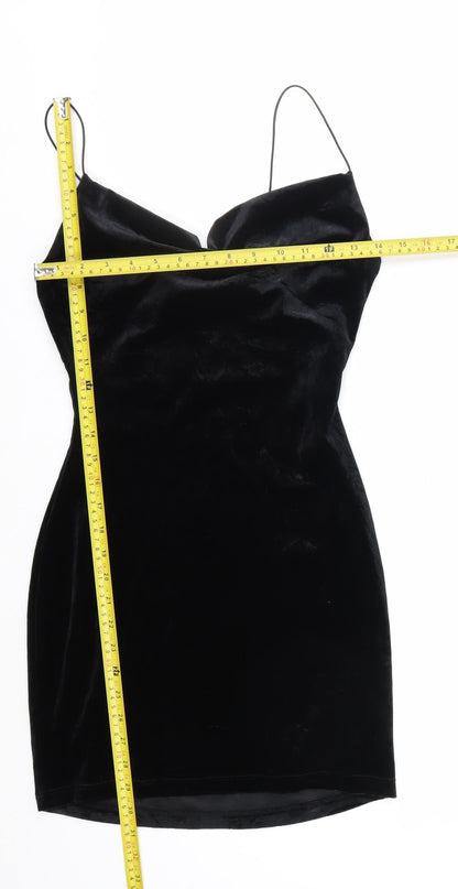 B.Darlin Women's Black Velvet Cowl Neck Slip Dress M