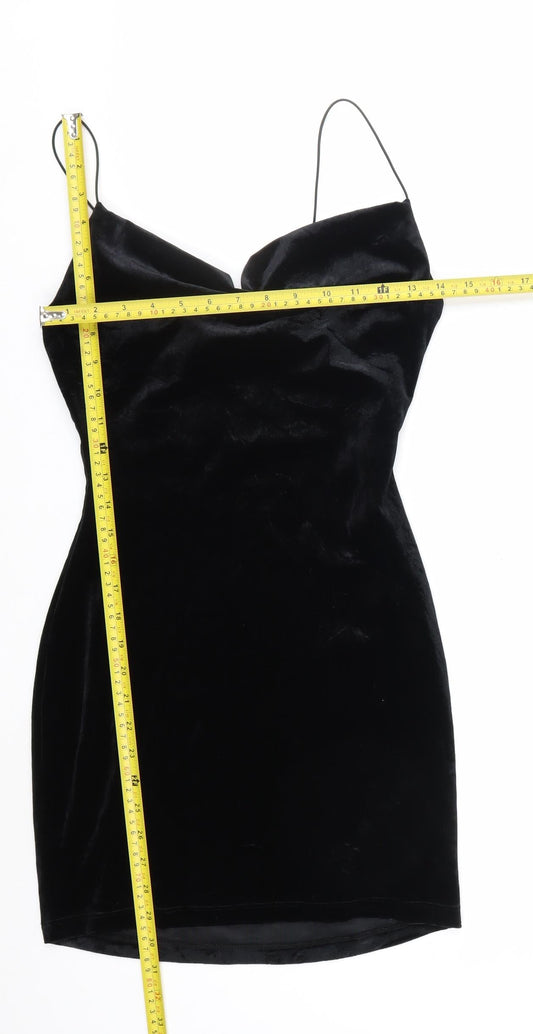 B.Darlin Women's Black Velvet Cowl Neck Slip Dress M