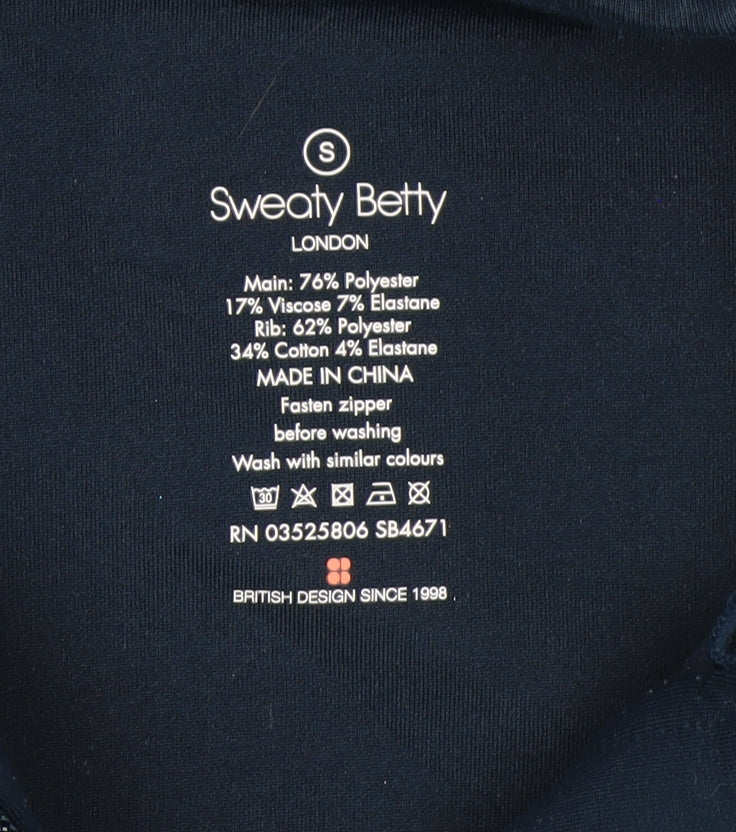 Sweaty Betty Women's Navy Full Zip Hoodie Size S Polyester Blend